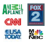Animal planet logo, fox 2 logo, cnn logo, usa today logo, msnbc logo